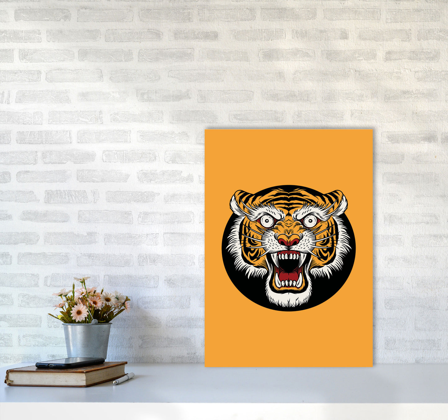 Vintage Tiger Art Print by Jason Stanley A2 Black Frame