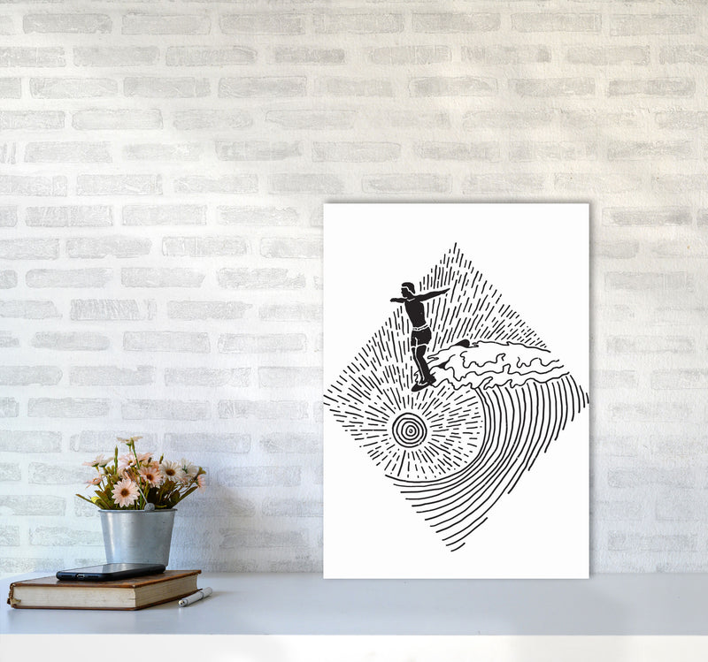 Surfer Line Drawing Art Print by Jason Stanley A2 Black Frame