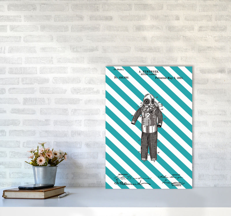 Diving Armor Patent Side Stripe Art Print by Jason Stanley A2 Black Frame