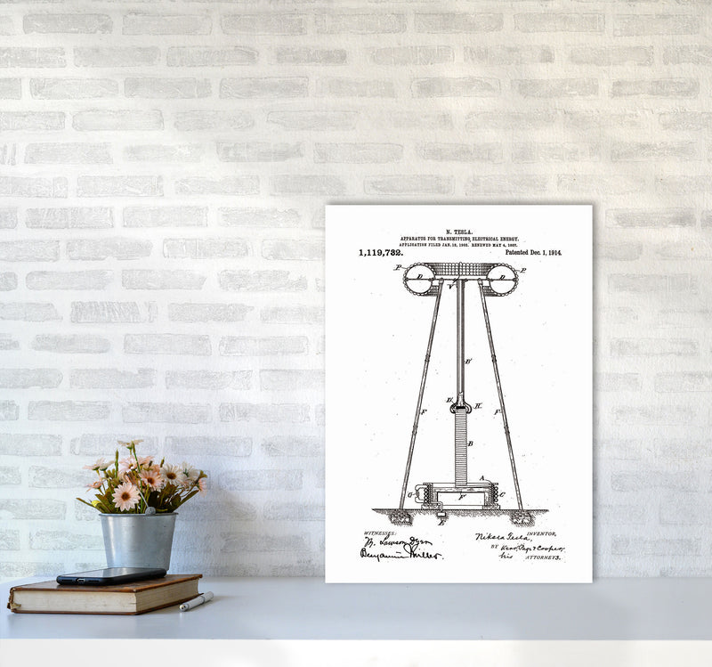 Tesla Electrical Energy Patent Art Print by Jason Stanley A2 Black Frame