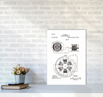 Tesla Alternating Motor Patent Art Print by Jason Stanley A2 Black Frame