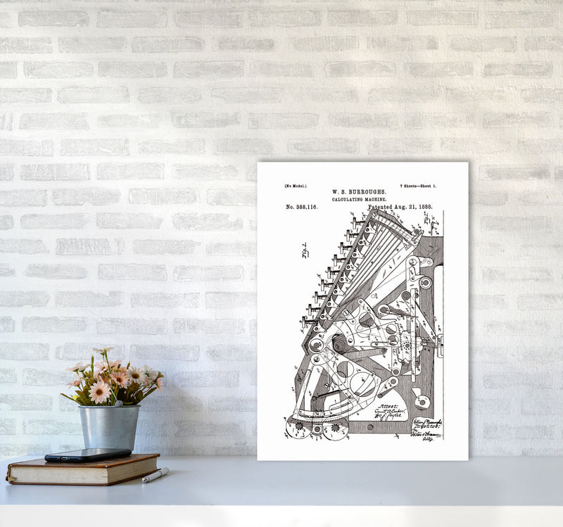 Calculating Machine Patent Art Print by Jason Stanley A2 Black Frame