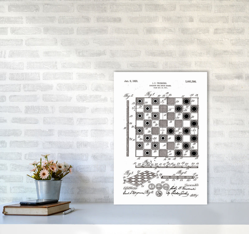 Chess And Checkers Board Patent Art Print by Jason Stanley A2 Black Frame