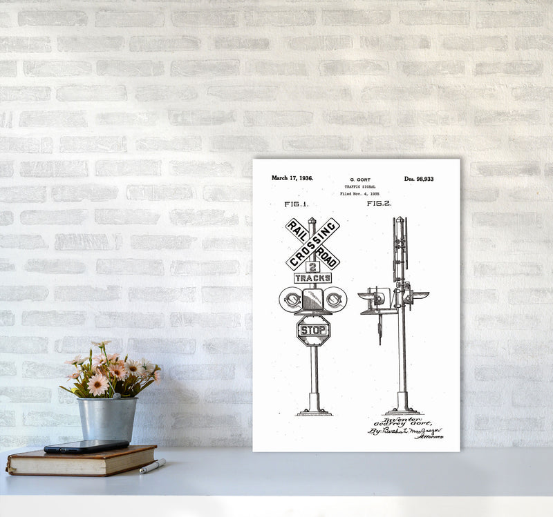 Rail Road Crossing Sign Patent Art Print by Jason Stanley A2 Black Frame