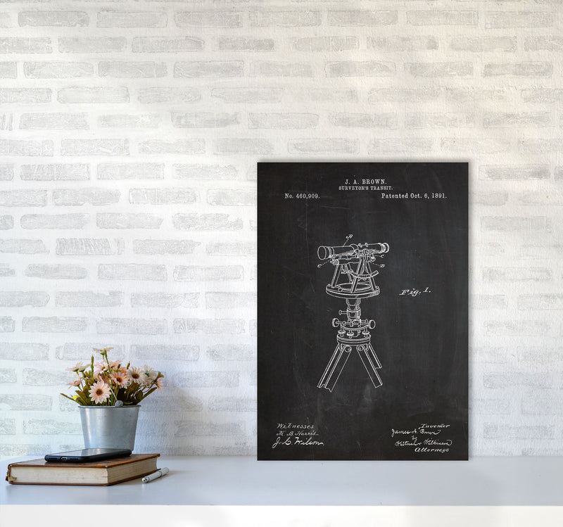 Surveyor's Transit Patent Art Print by Jason Stanley A2 Black Frame