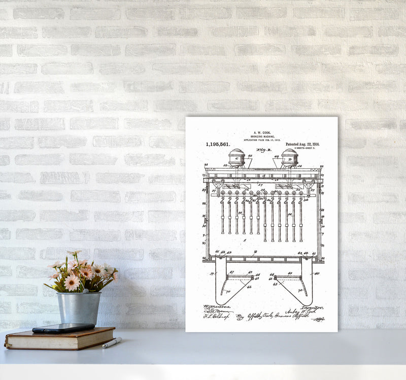 Bronzing Machine Patent Art Print by Jason Stanley A2 Black Frame