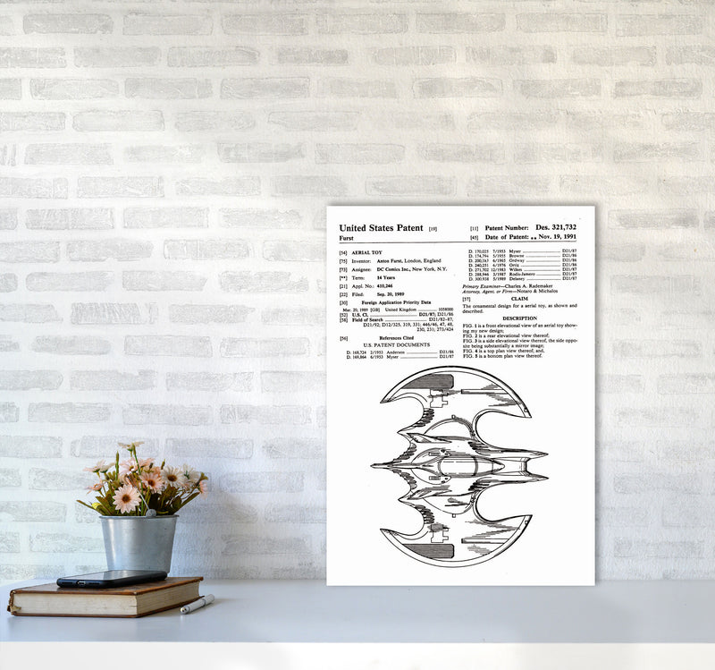 Batwing Patent Side View Art Print by Jason Stanley A2 Black Frame
