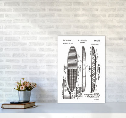 Surfboard Patent Design Art Print by Jason Stanley A2 Black Frame