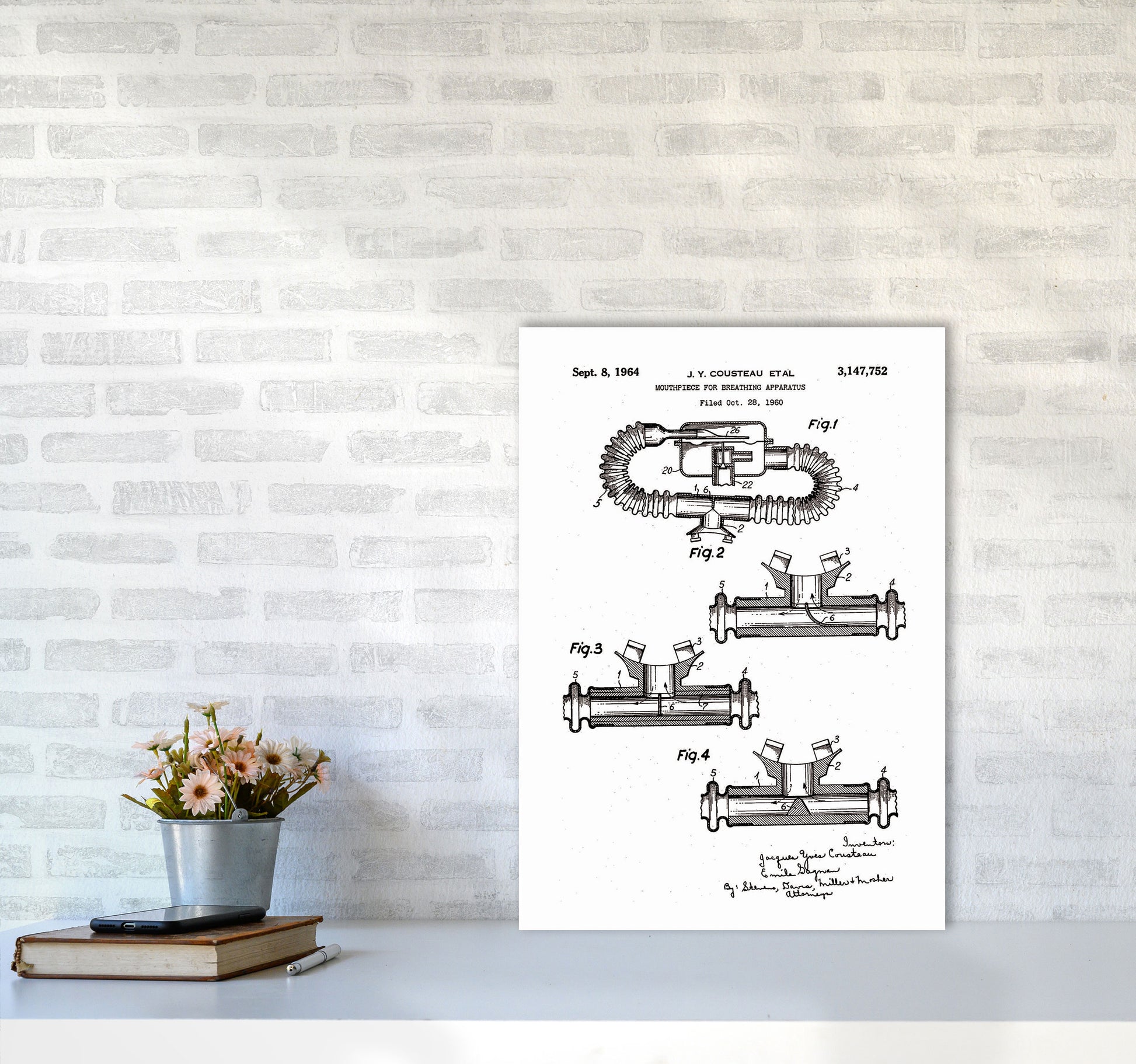Diving Apparatus Patent Art Print by Jason Stanley A2 Black Frame