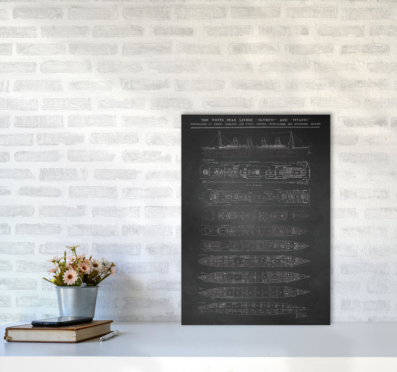 Titanic Patent- Chalkboard Art Print by Jason Stanley A2 Black Frame