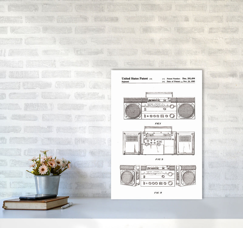 Ghetto Blaster Patent Art Print by Jason Stanley A2 Black Frame