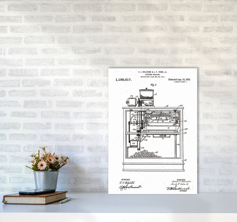 Popcorn Machine Patent Art Print by Jason Stanley A2 Black Frame