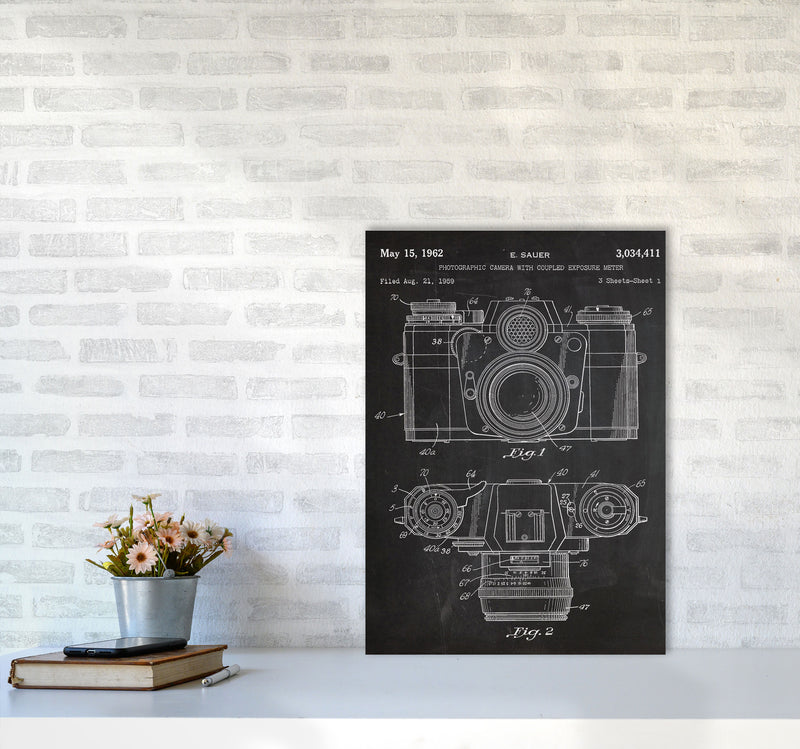 Vintage Camera Patent Art Print by Jason Stanley A2 Black Frame