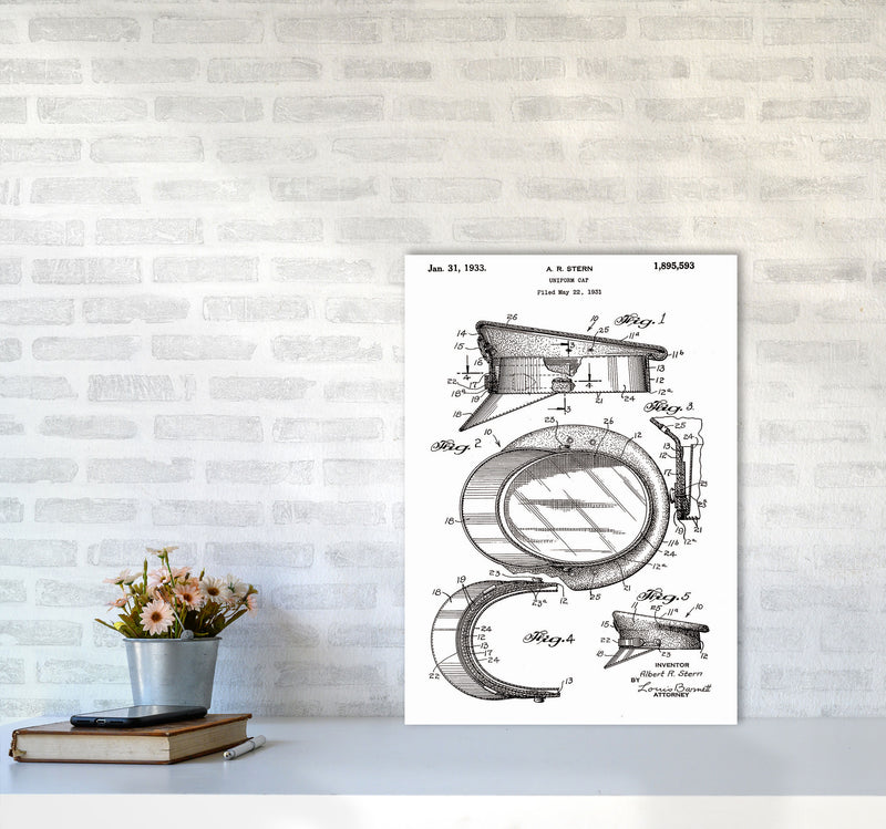 Police Man Hat Patent Art Print by Jason Stanley A2 Black Frame