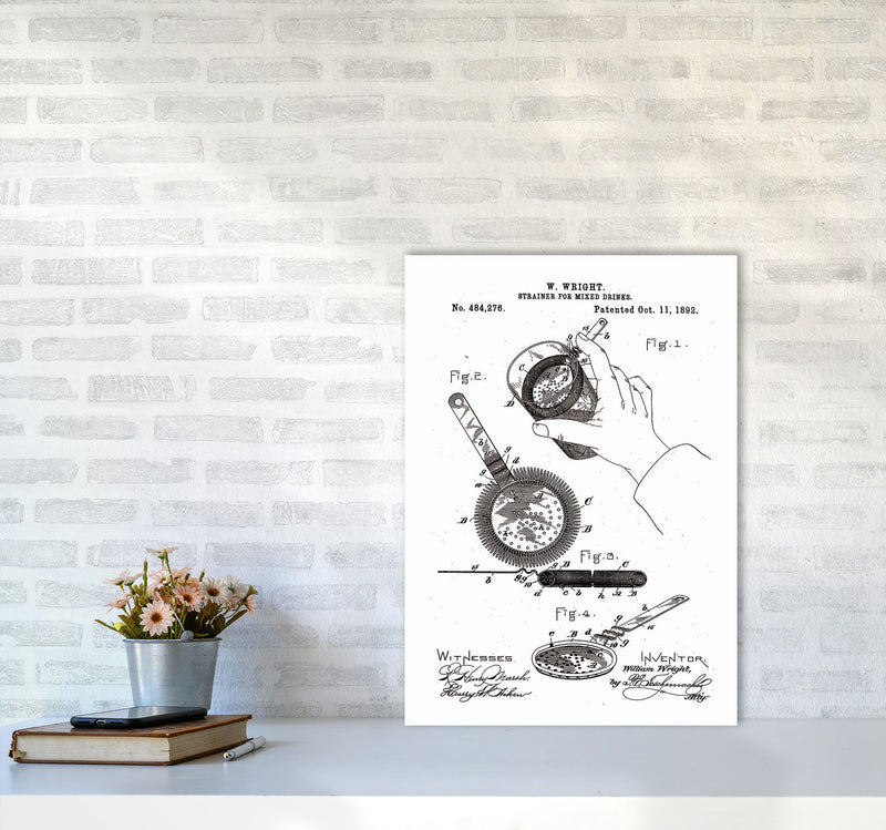 Drink Strainer Patent Art Print by Jason Stanley A2 Black Frame