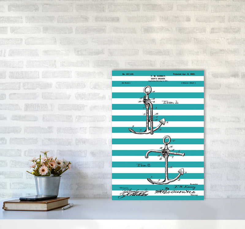 Anchor Patent Stripe Art Print by Jason Stanley A2 Black Frame