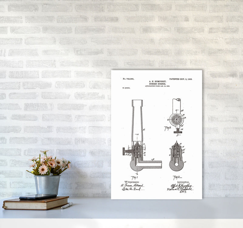 Bunsen Burner Patent Art Print by Jason Stanley A2 Black Frame
