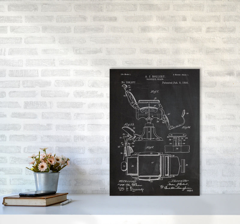 Barber's Chair Patent Art Print by Jason Stanley A2 Black Frame