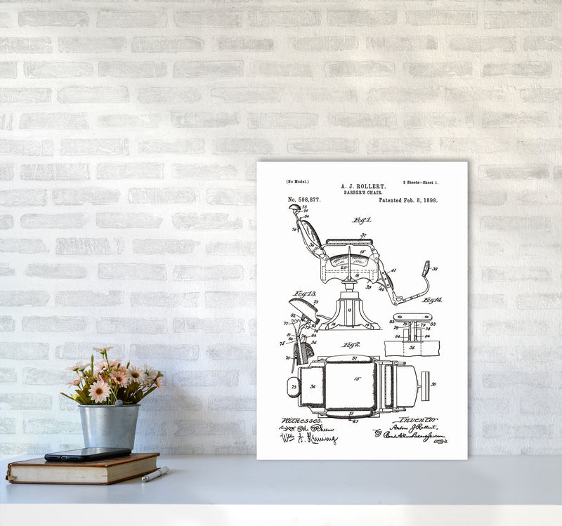 Barber Chair Patent Art Print by Jason Stanley A2 Black Frame