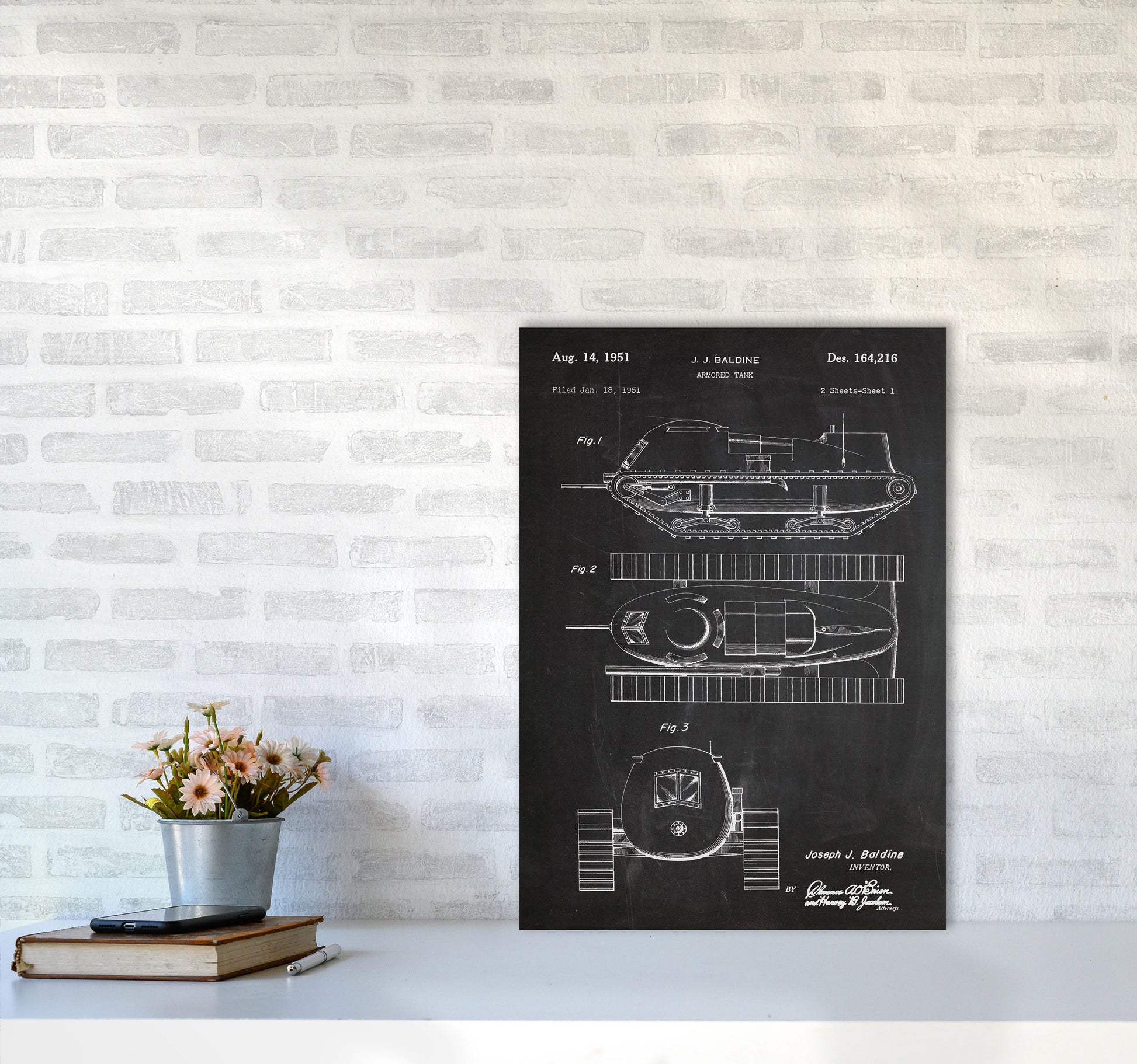Armored Tank Patent Art Print by Jason Stanley A2 Black Frame