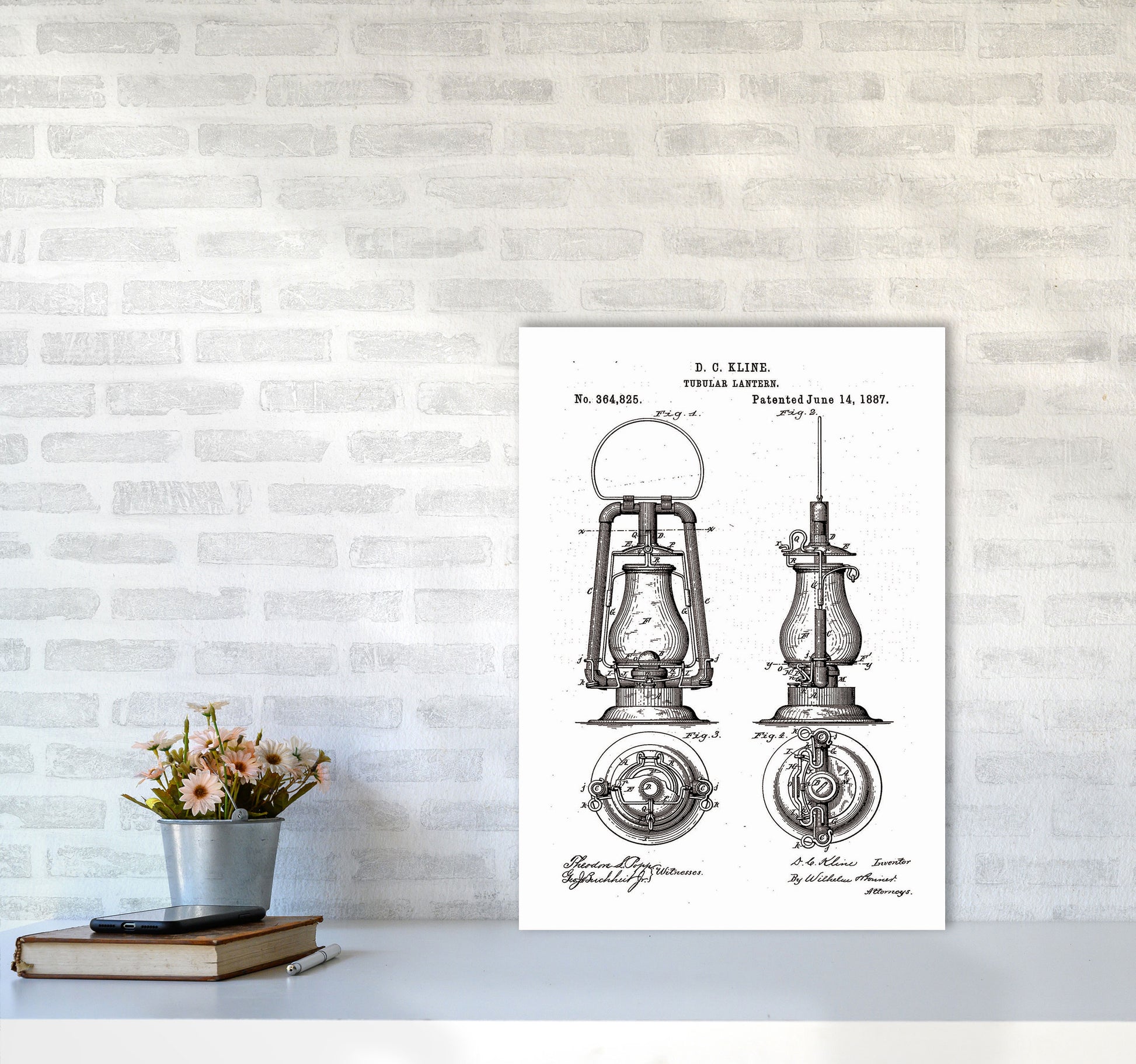 Vintage Lamp Patent Art Print by Jason Stanley A2 Black Frame