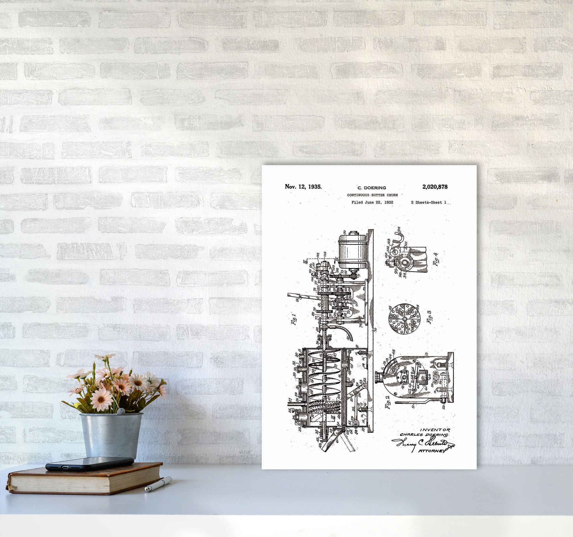 Butter Churn Patent Art Print by Jason Stanley A2 Black Frame