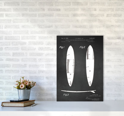 Surfboard Patent 1 Art Print by Jason Stanley A2 Black Frame