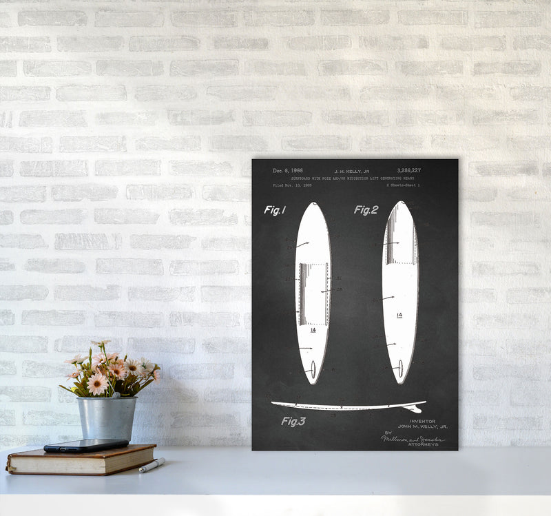 Surfboard Patent 1 Art Print by Jason Stanley A2 Black Frame