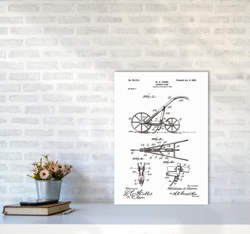 Garden Plow Patent Art Print by Jason Stanley A2 Black Frame