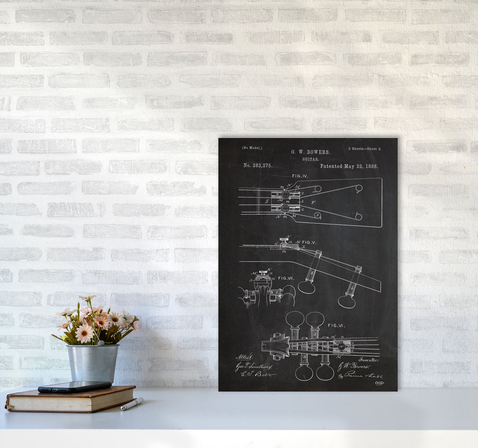 Guitar Neck Patent Art Print by Jason Stanley A2 Black Frame