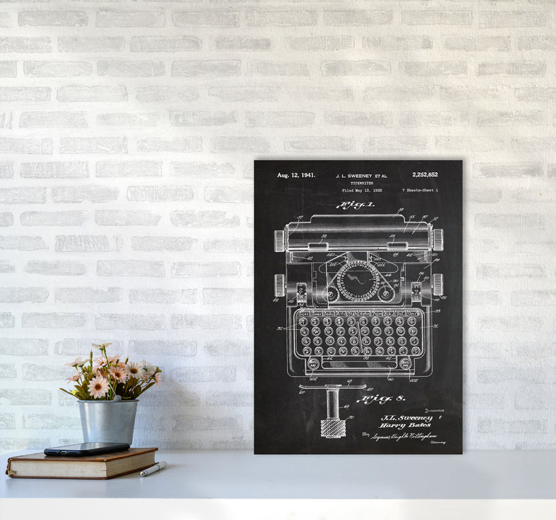 Type Writer Patent Art Print by Jason Stanley A2 Black Frame