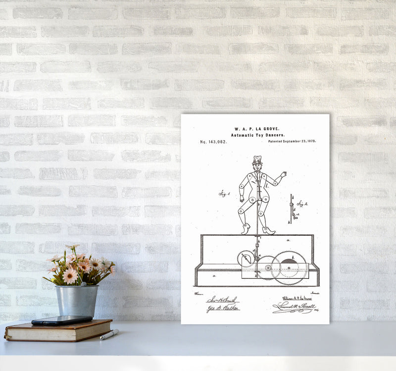 Toy Dancer Patent Art Print by Jason Stanley A2 Black Frame