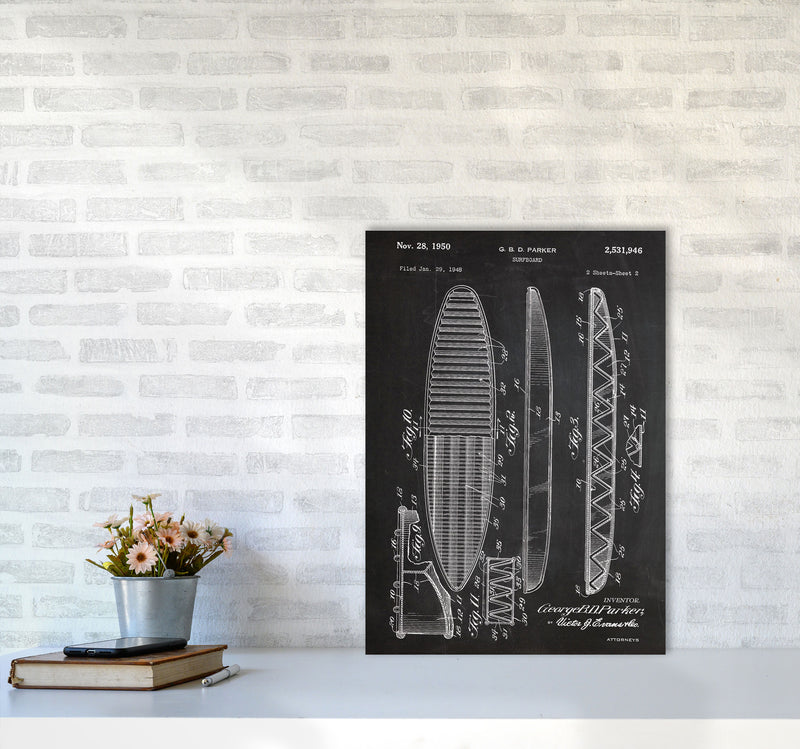 Surfboard Patent Art Print by Jason Stanley A2 Black Frame
