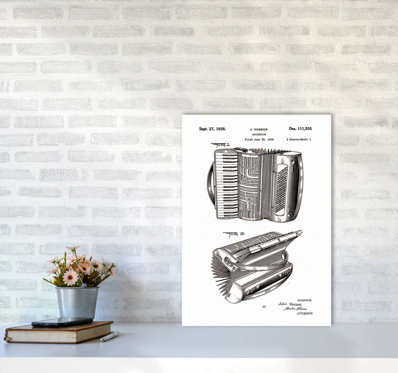 Accordian Patent Art Print by Jason Stanley A2 Black Frame