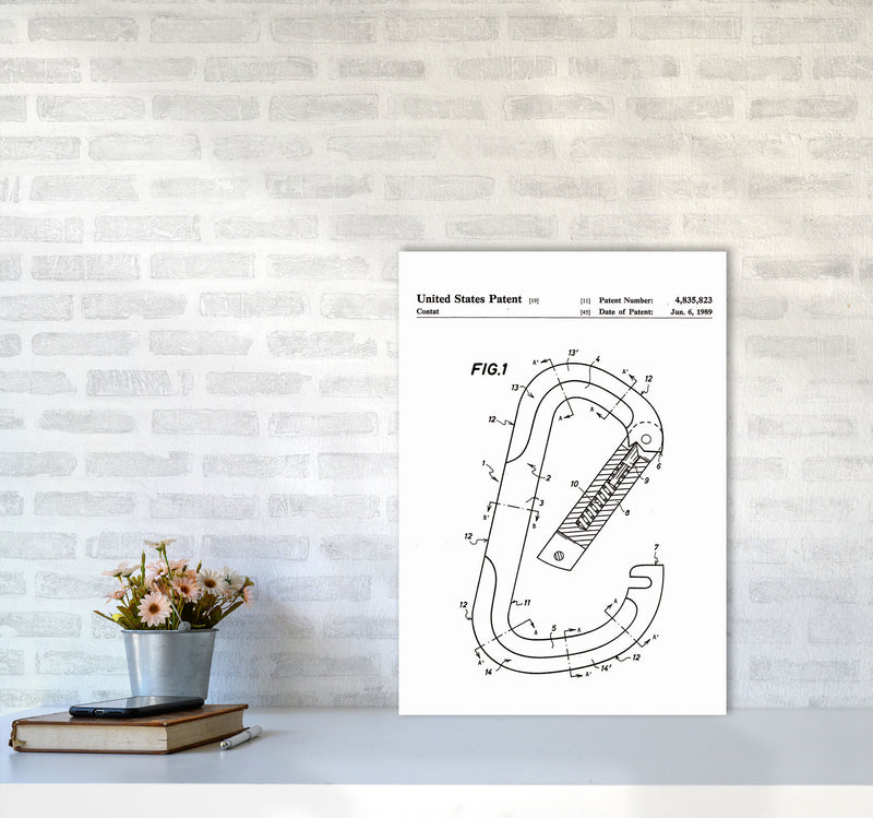 Caribiner Patent Art Print by Jason Stanley A2 Black Frame
