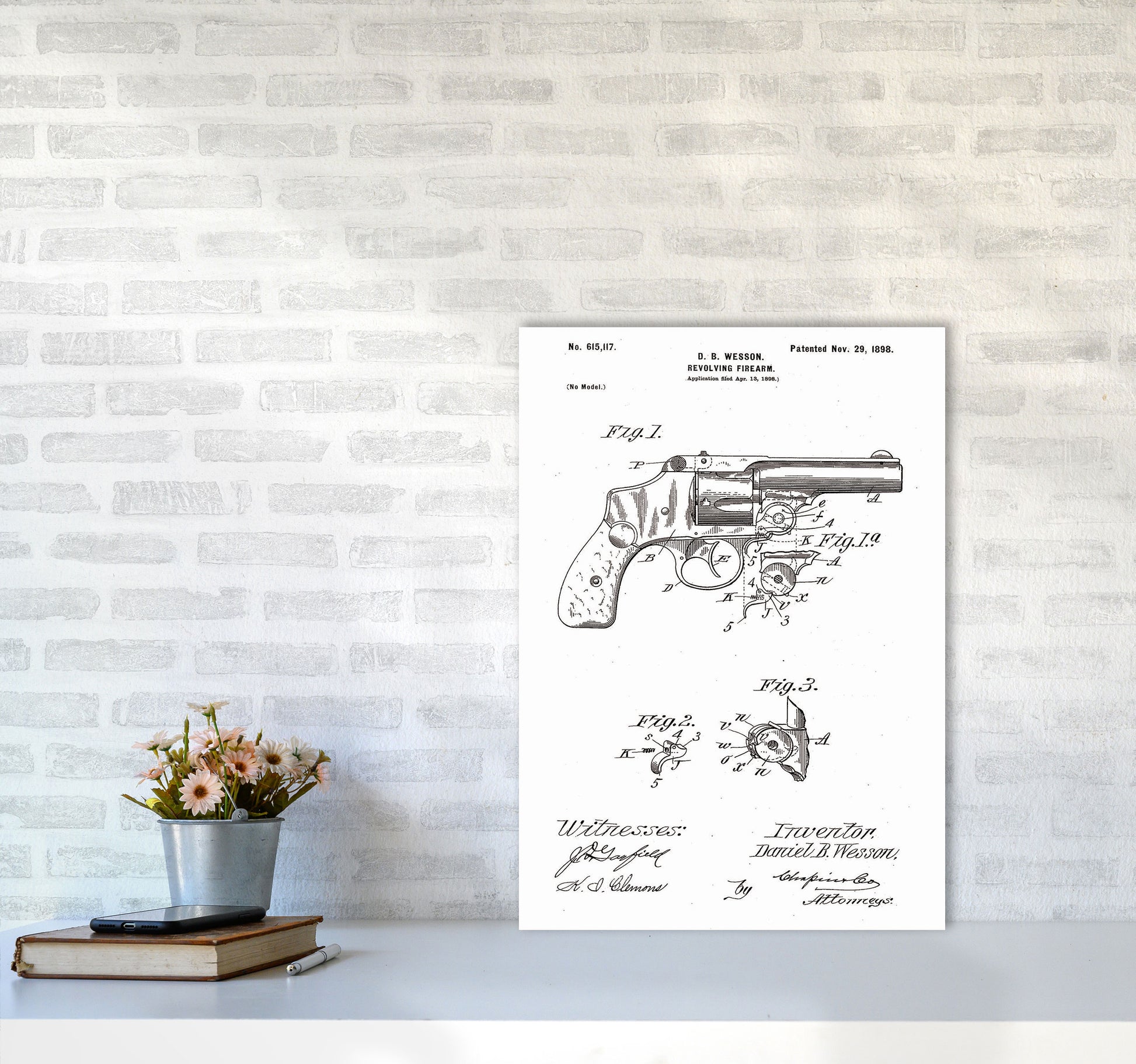 Revolver Patent Art Print by Jason Stanley A2 Black Frame