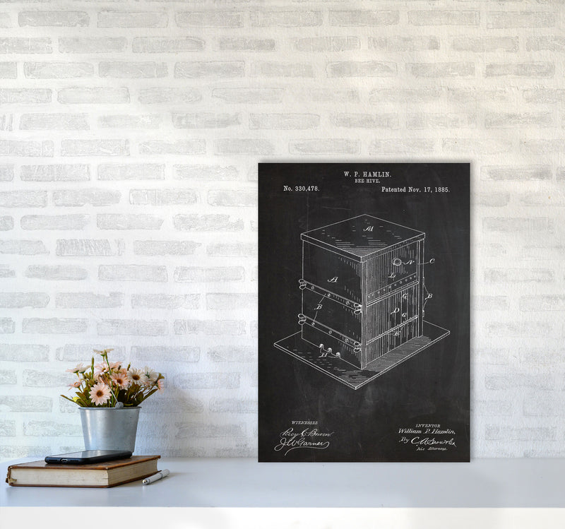 Bee Hive Patent Art Print by Jason Stanley A2 Black Frame