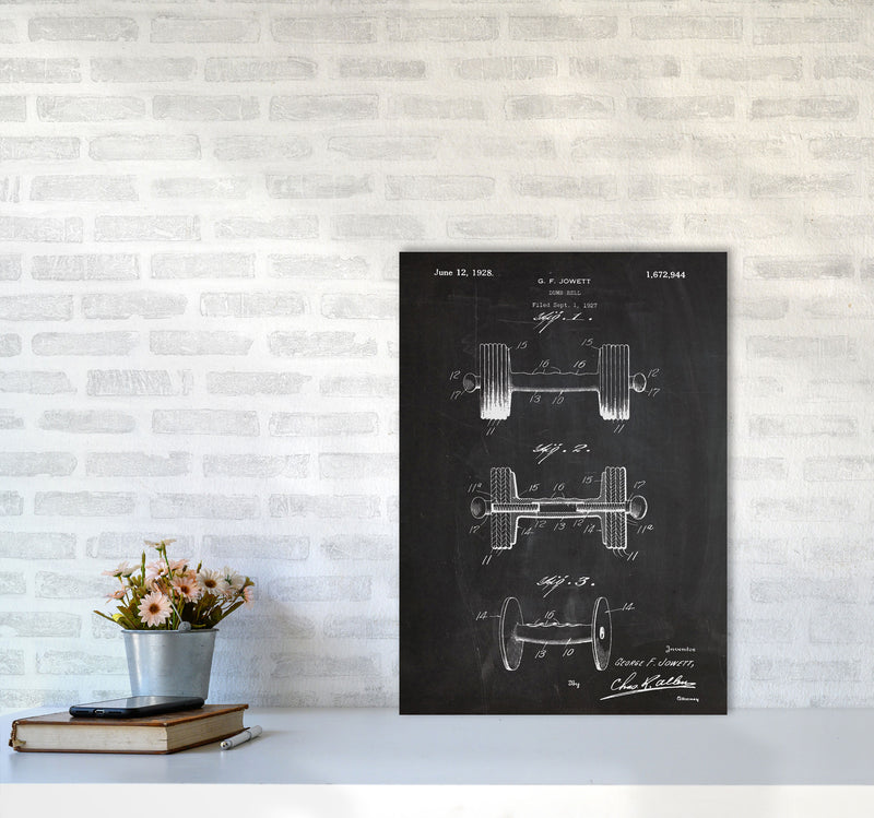 Dumbbell Patent Art Print by Jason Stanley A2 Black Frame