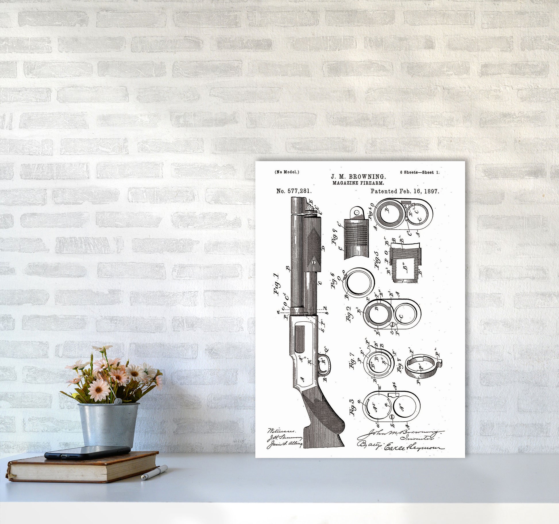 Shotgun Patent Art Print by Jason Stanley A2 Black Frame