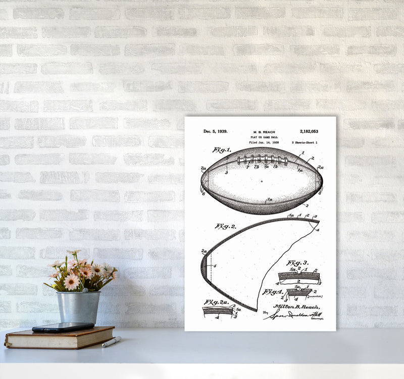 Football Patent Art Print by Jason Stanley A2 Black Frame