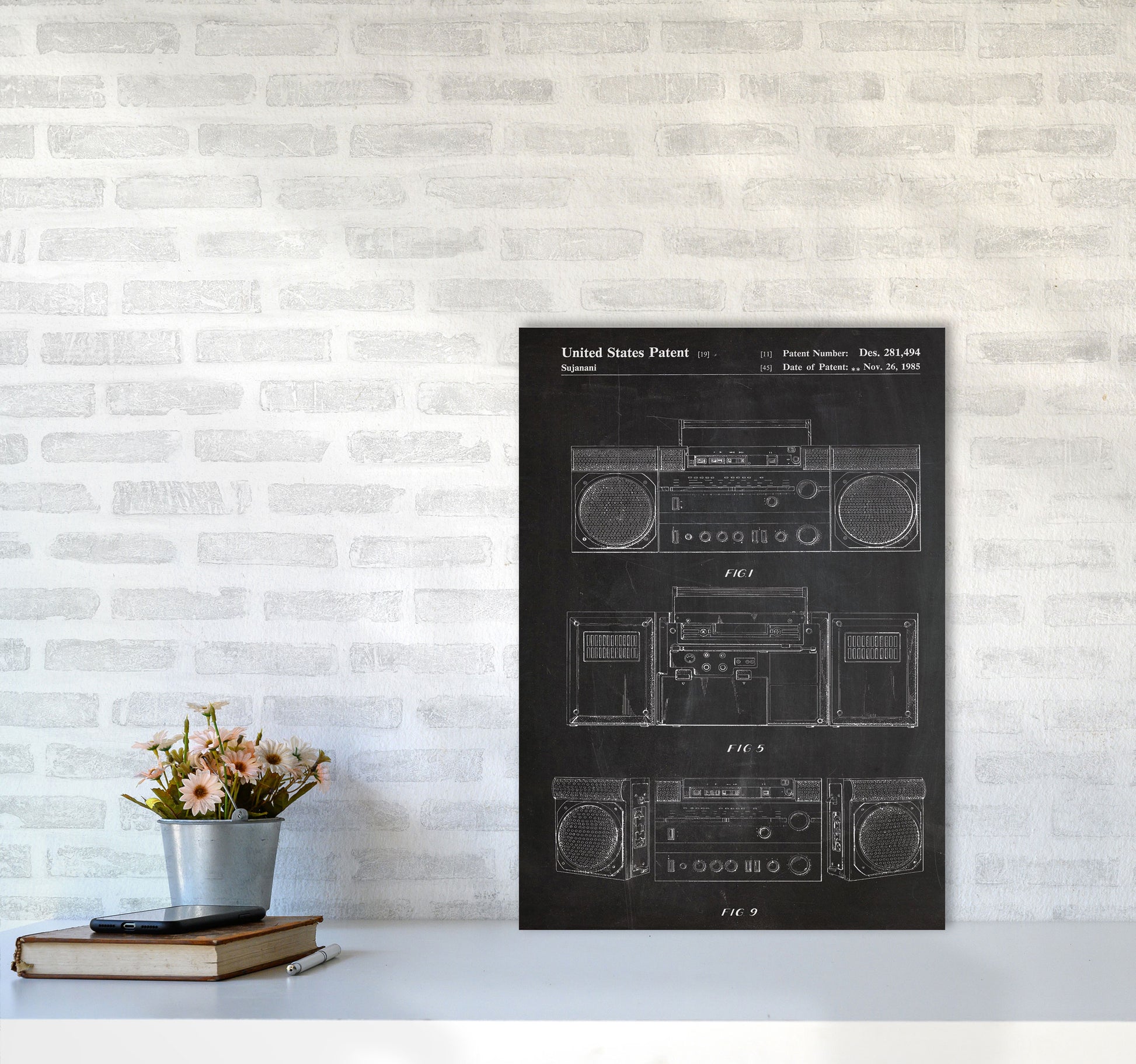 Boombox Patent Art Print by Jason Stanley A2 Black Frame
