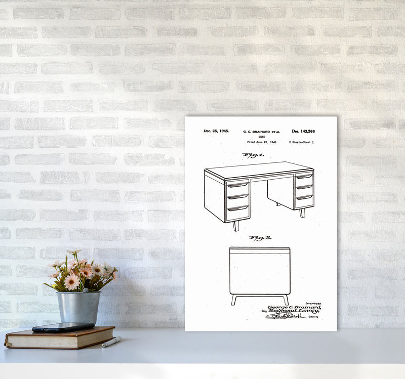 Desk Patent Art Print by Jason Stanley A2 Black Frame