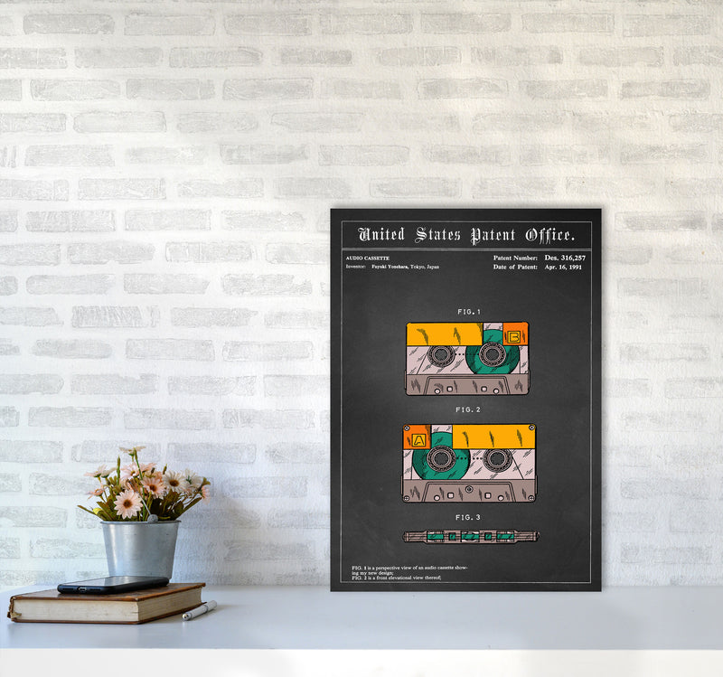 Casette Tape Art Print by Jason Stanley A2 Black Frame