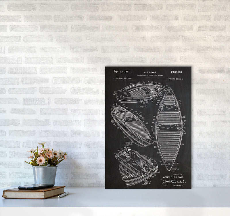 Canoe Patent Art Print by Jason Stanley A2 Black Frame