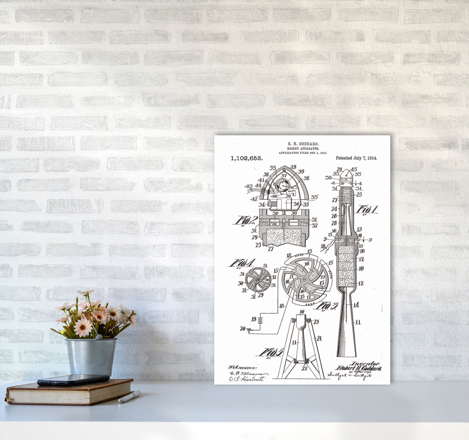 Rocket Patent Art Print by Jason Stanley A2 Black Frame
