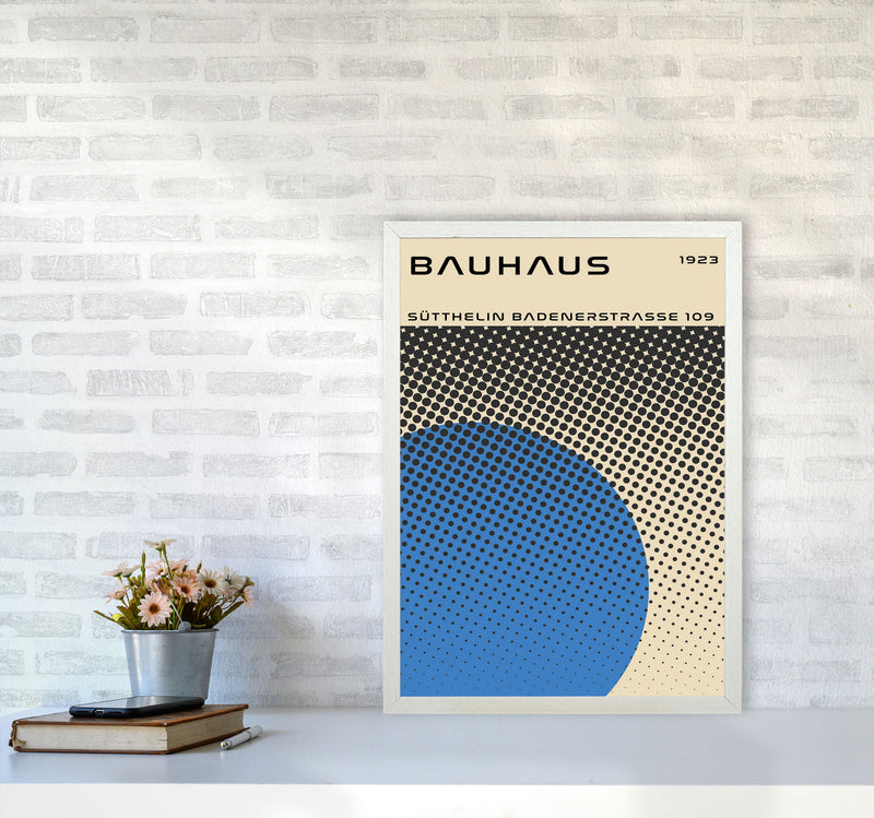 Bauhaus Geometric Blue Vibe II Art Print by Jason Stanley A2 Oak Frame