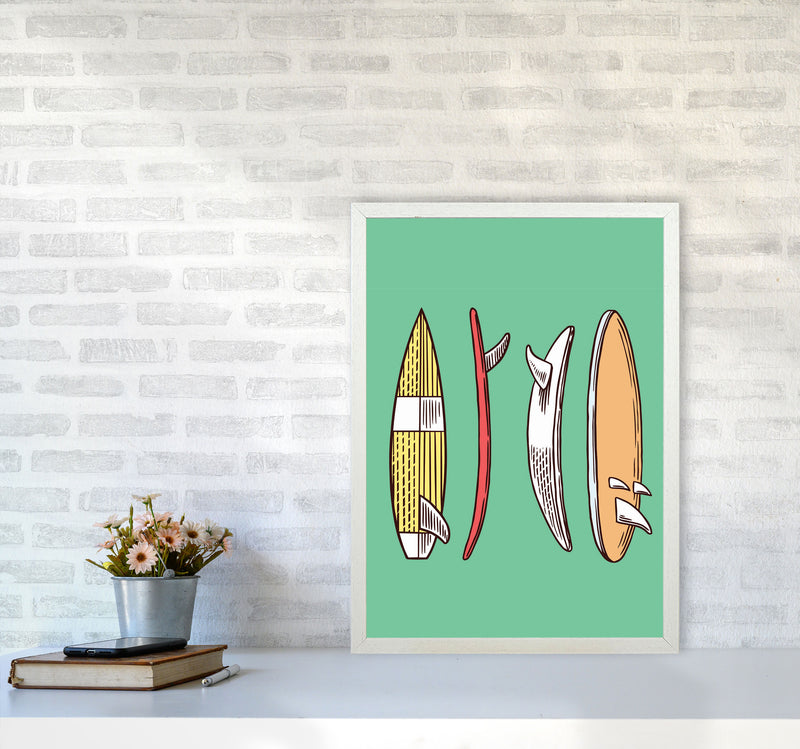 Vintage Surfboard Collection Art Print by Jason Stanley A2 Oak Frame