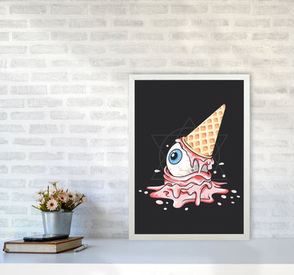 Strawberry Eyeball Icecream Art Print by Jason Stanley A2 Oak Frame