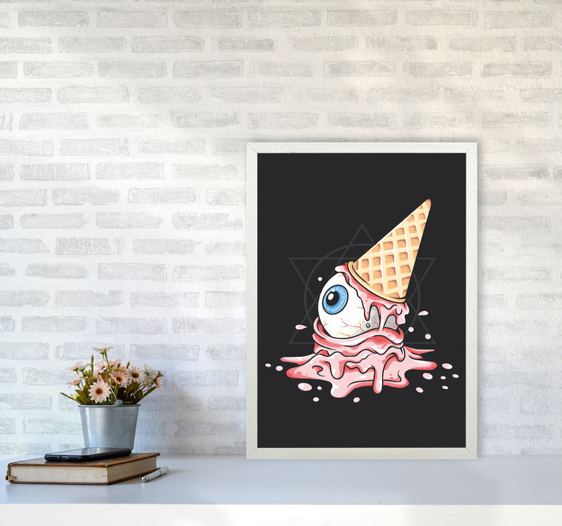 Strawberry Eyeball Icecream Art Print by Jason Stanley A2 Oak Frame