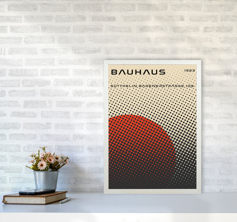 Bauhaus Geometric Red Vibe Art Print by Jason Stanley A2 Oak Frame